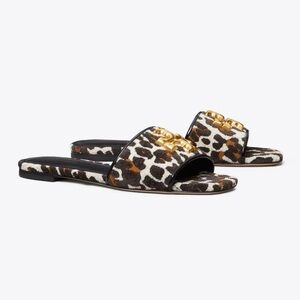 Tory Burch Leopard Print Sandals with Gold Accent